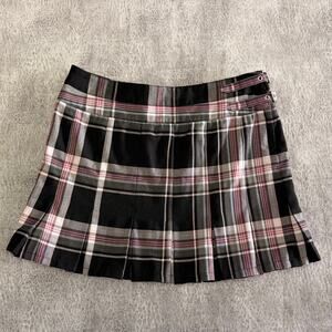 Y2k Mix It Plaid Double Buckle Pleated Mini Skirt